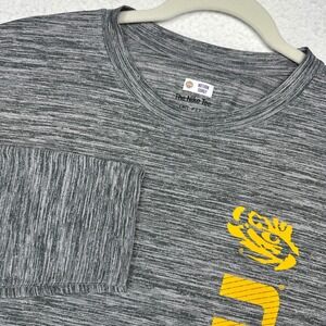 Nike LSU Tigers Team Issued T-Shirt Mens XL Grey Long Sleeve Dri-FIT Space Dye